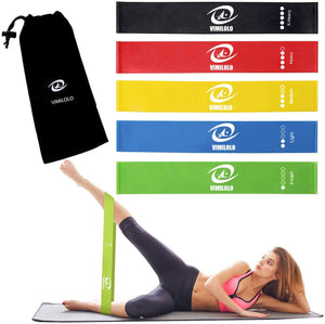 VIMILOLO Resistance Loop Exercise Bands with Instruction Guide, Home Fitness, Natural Latex Workout Bands for Legs and Butt Yoga and More 5 Set